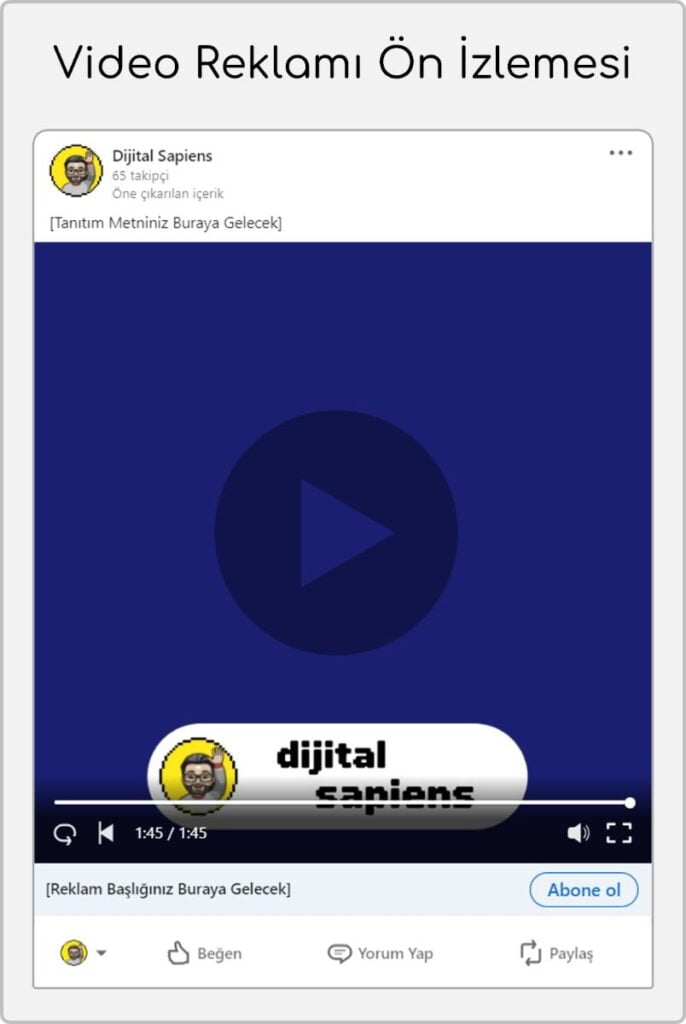 linkedin video reklamları ön izleme